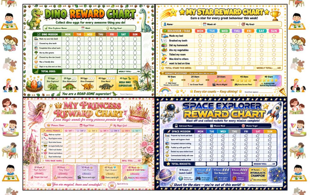 10 Colour Free Printable Reward Charts