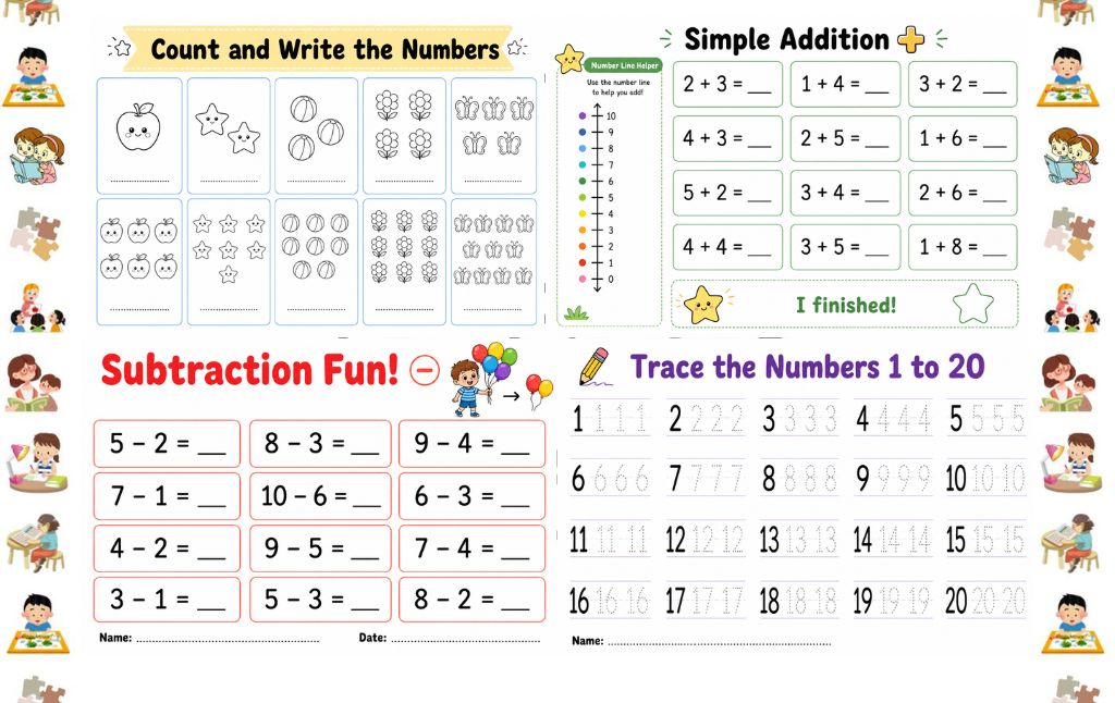 10 Free Printable 1st Grade Math Worksheets (A4 Size) A Complete Parent and Teacher Guide