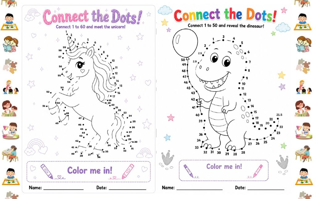 10 connect the dots printable for kids