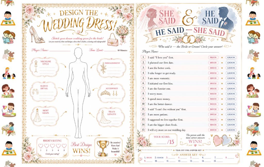15 Bridal Shower Games Free Printables