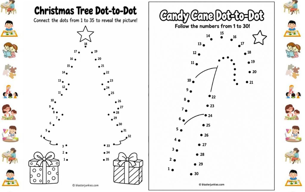 15 Christmas Dot to Dot Printables for Kids