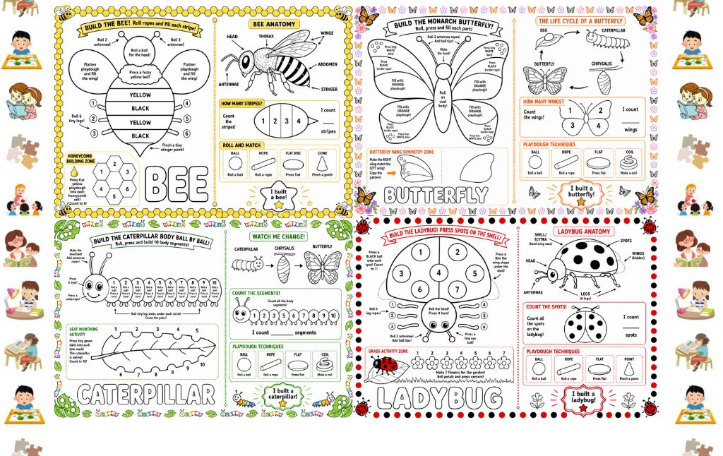 Insect Playdough Mats Free Printables