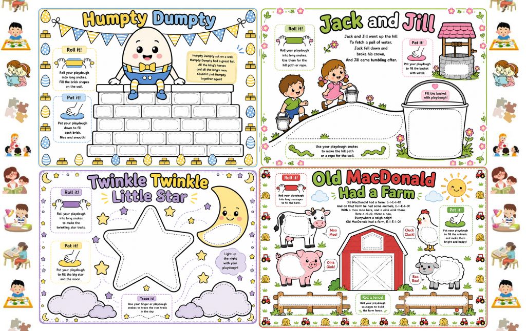 Nursery Rhyme Playdough Mats