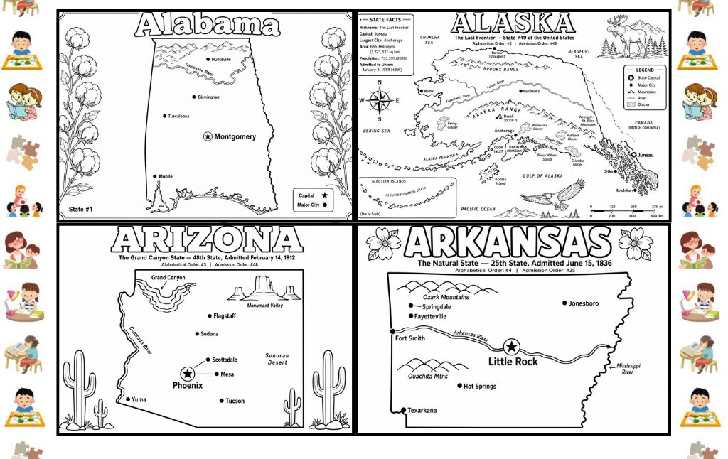 50 States Coloring Pages Free Printables: The Ultimate Geography Activity for Kids