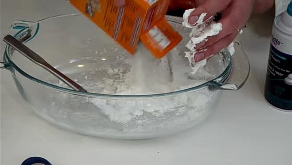 Add baking soda to thicken liquid consistency for perfect dry snow.