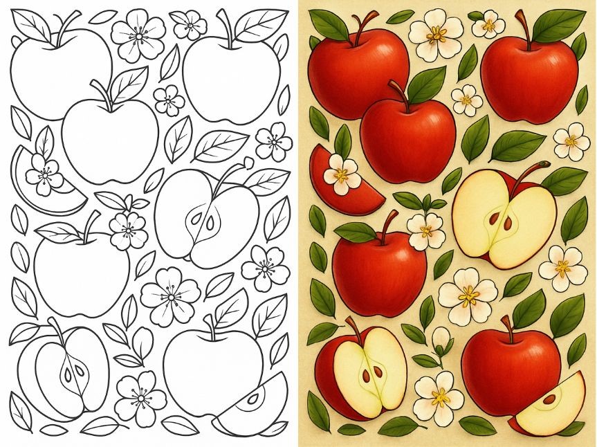 Apple Coloring Pages