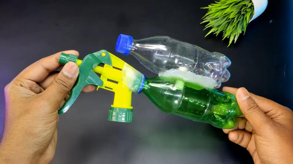 Attach and Secure Sprayer to Bottle for Mini Water Gun Base