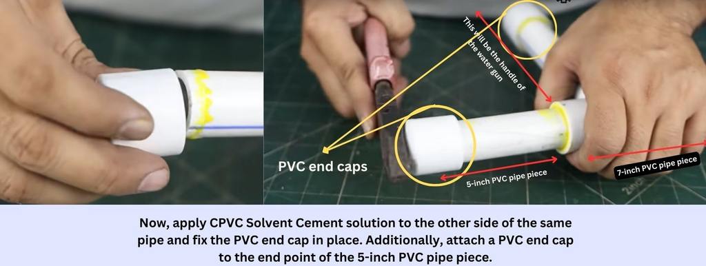 Attaching PVC end caps with CPVC cement.