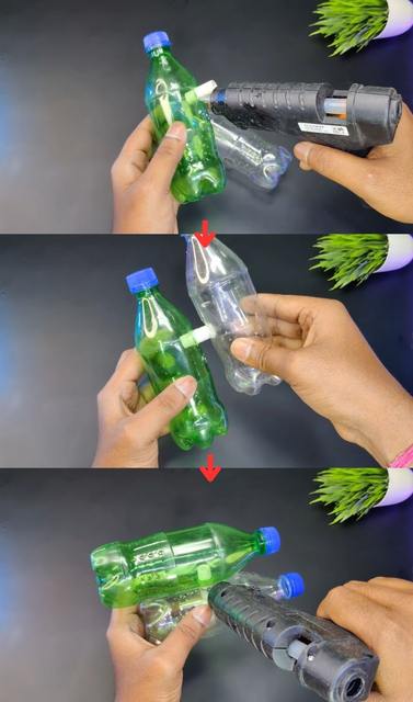 Attaching Second Bottle to Plastic Tube for Water Gun