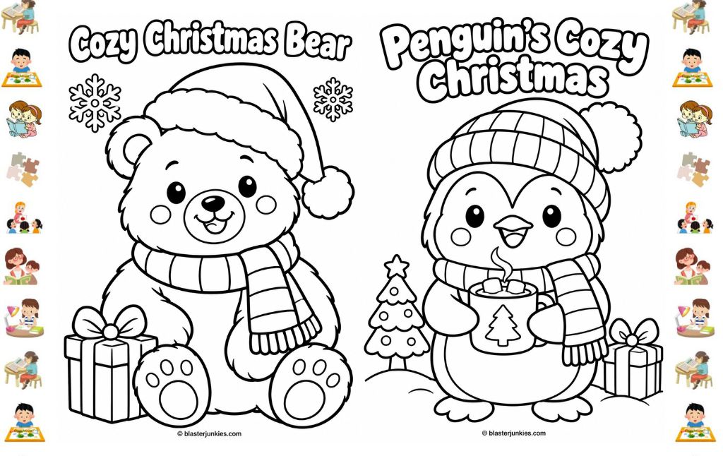 Bold And Cozy Christmas Animals Coloring Pages