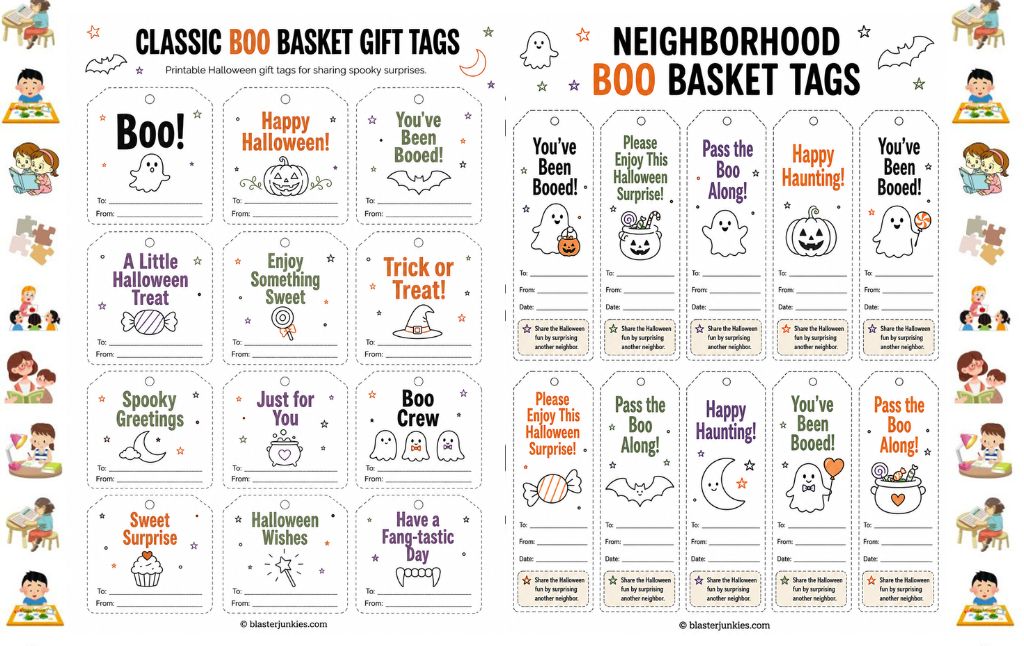 Printable Boo Basket Tags for Halloween Surprises