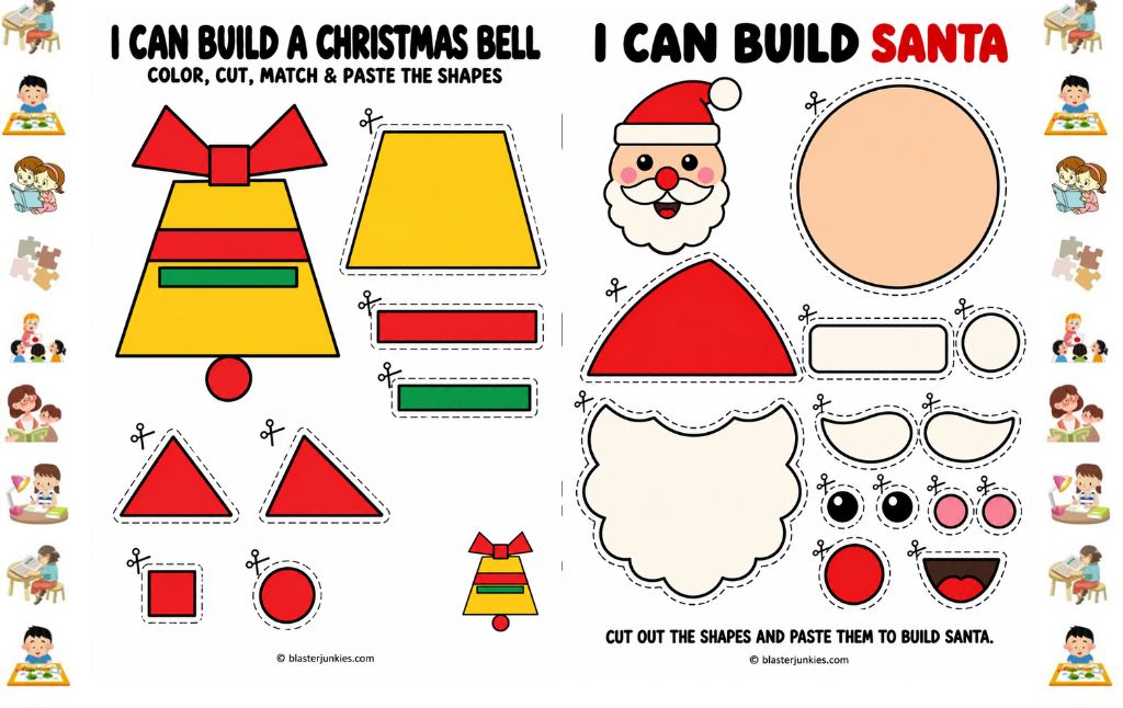 Christmas 2D Shapes Worksheets