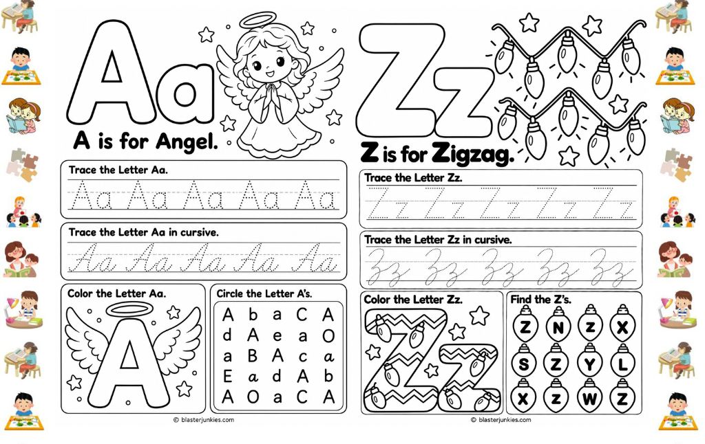 Christmas Alphabet Worksheets: Printable A to Z Pack