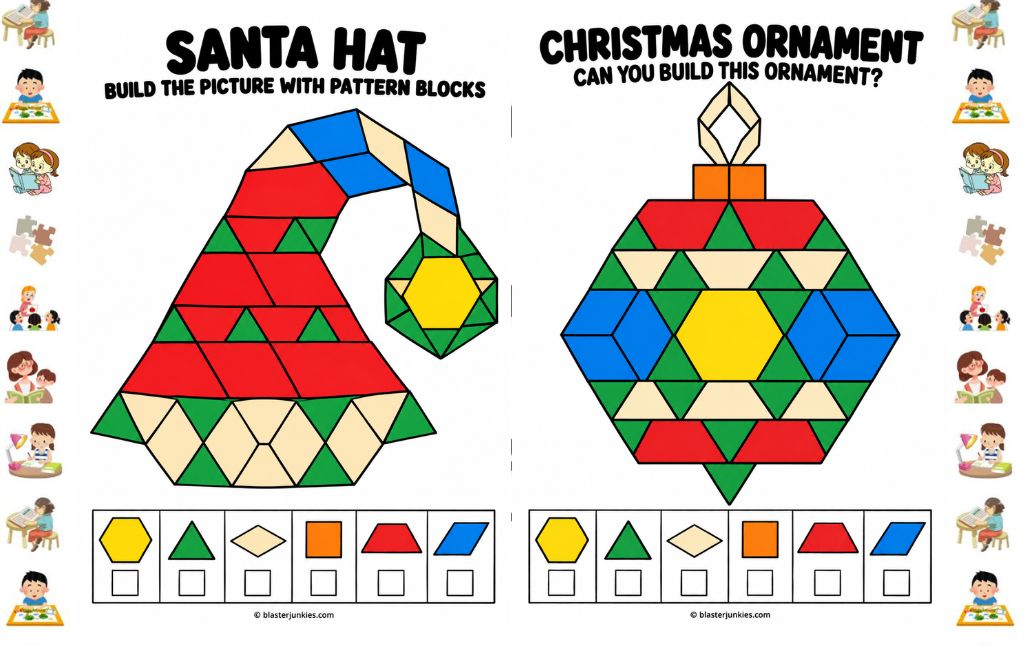 Christmas Pattern Block Mats Printable