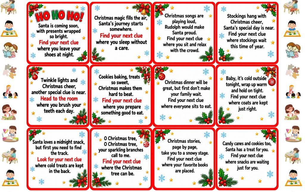 Christmas Scavenger Hunt Clues