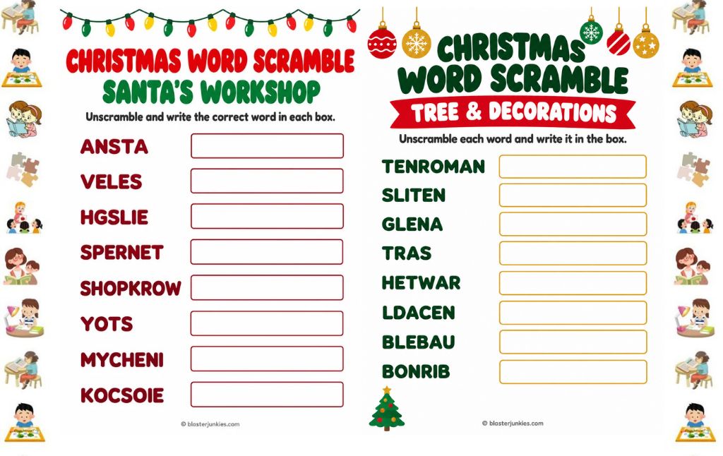 Christmas Word Scramble And Christmas Blessings Giveaway Printables