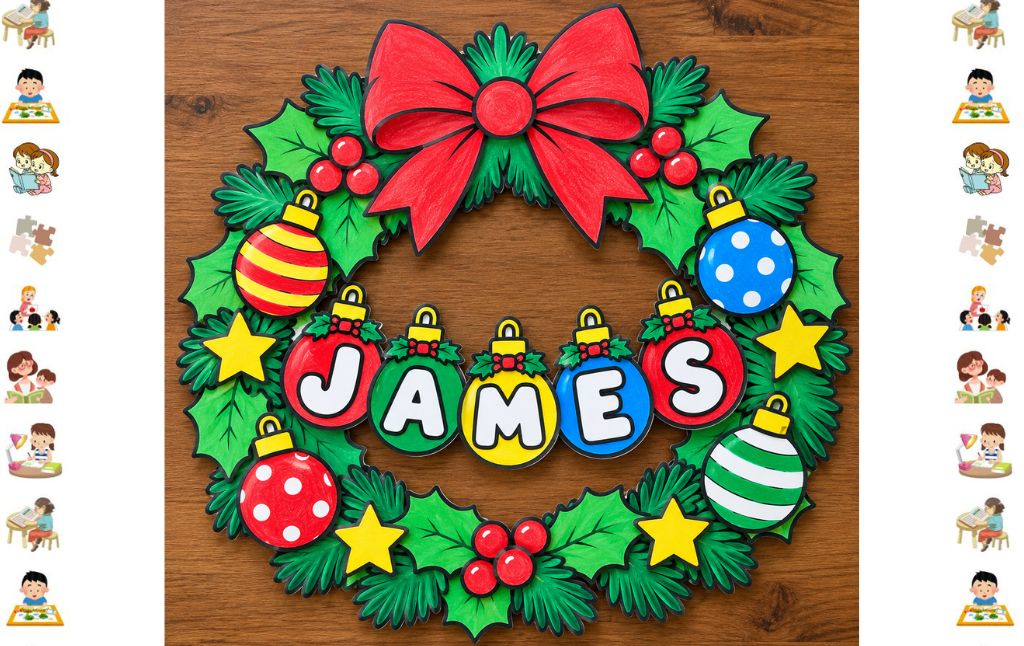 Christmas Wreath Name Craft