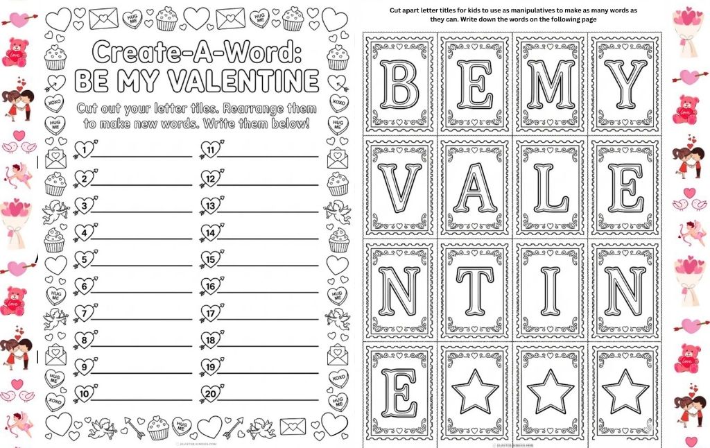 FREE Printable “Create A Word” Valentine’s Day Spelling Activity (A4 PDF)