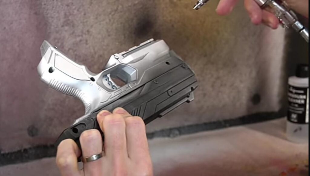 Customizing Nerf Gun with Silver and Black Paint