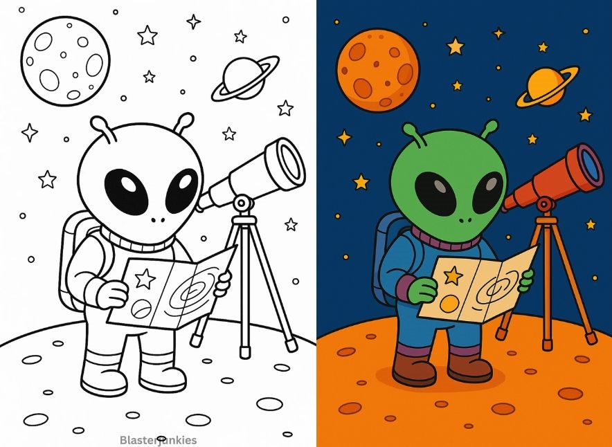 Cute Alien Coloring Pages