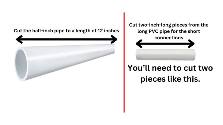 Cutting 12-Inch Half-Inch Pipe and 2-Inch PVC Pieces for Short Connections