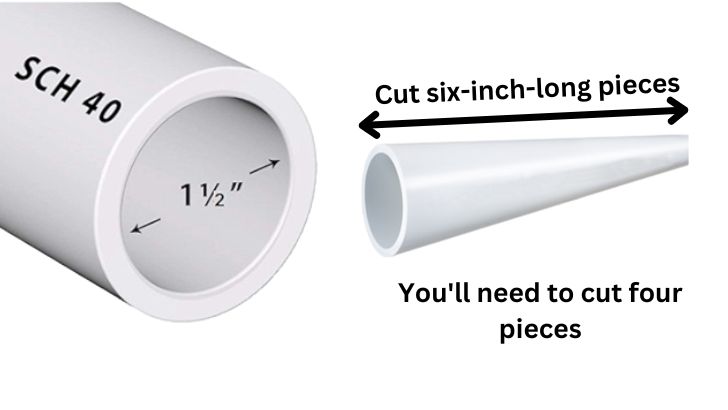 Cutting six-inch-long pieces PVC Pipe for Assembly