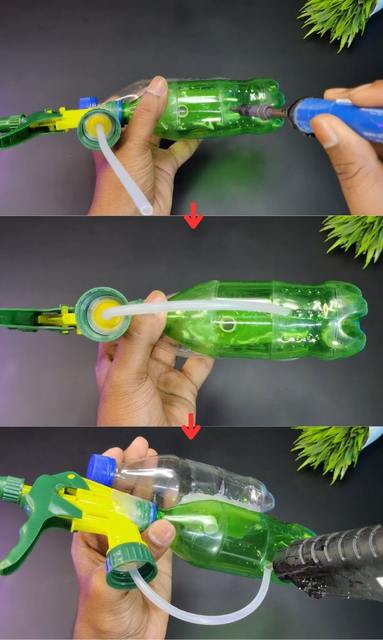 Drill Hole and Fix Straw to Bottle for Water Gun