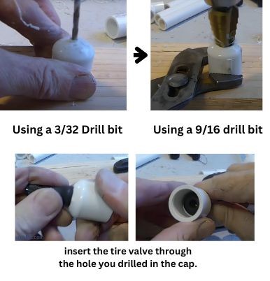 Drilling a hole in a PVC end cap