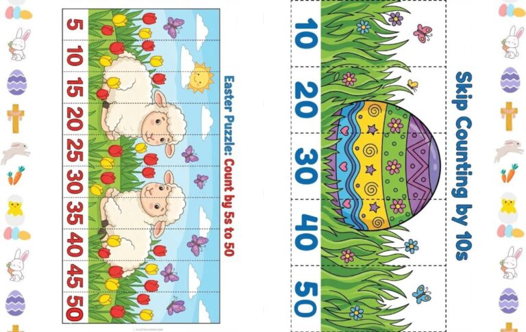 Easter Skip Counting Puzzles (Math Activities for Kids)