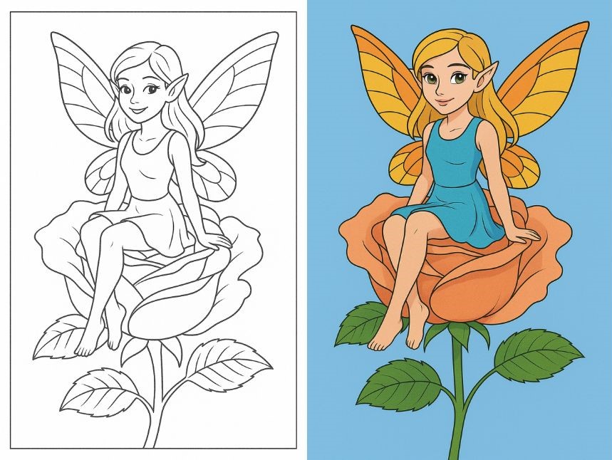Easy Rose Coloring Pages