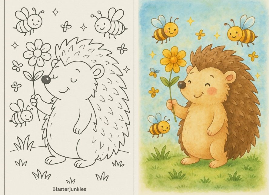 Cute Hedgehog Coloring Page