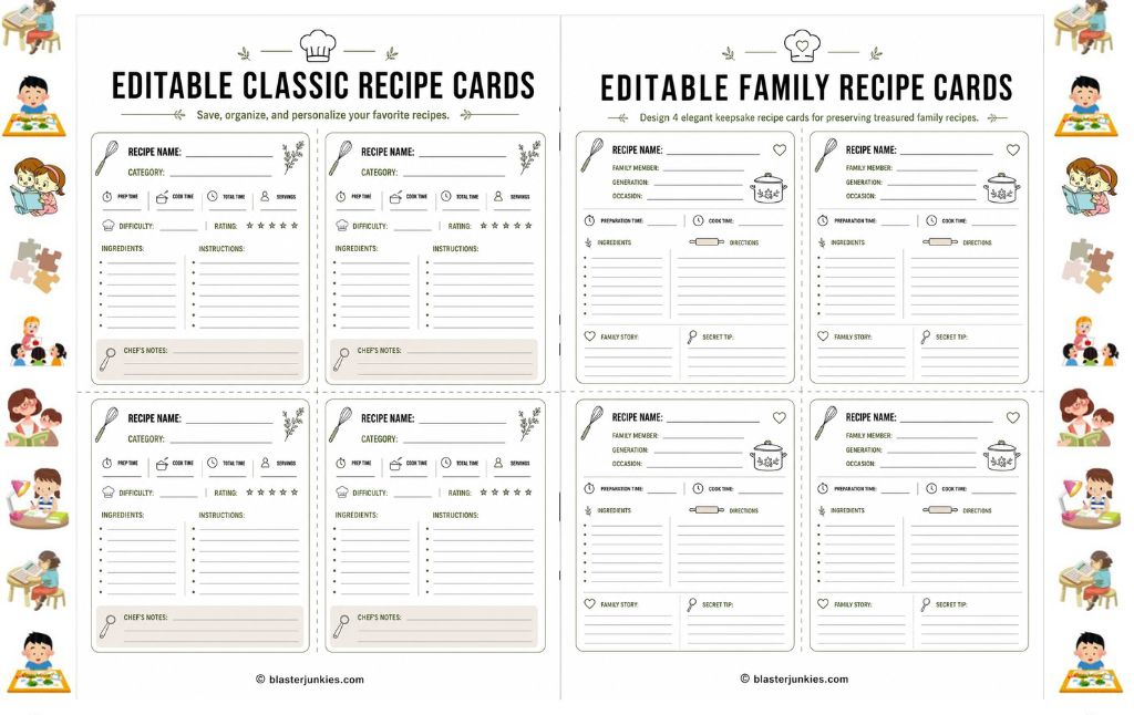 Editable Printable Recipe Cards: A Fun Way to Get Kids Cooking and Organized in the Kitchen
