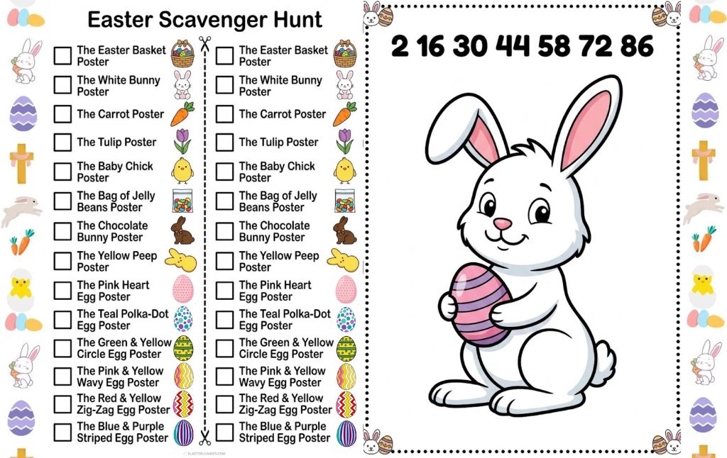 Educational Easter Activities Neighborhood Scavenger Hunt for Kindergarten & Elementary.