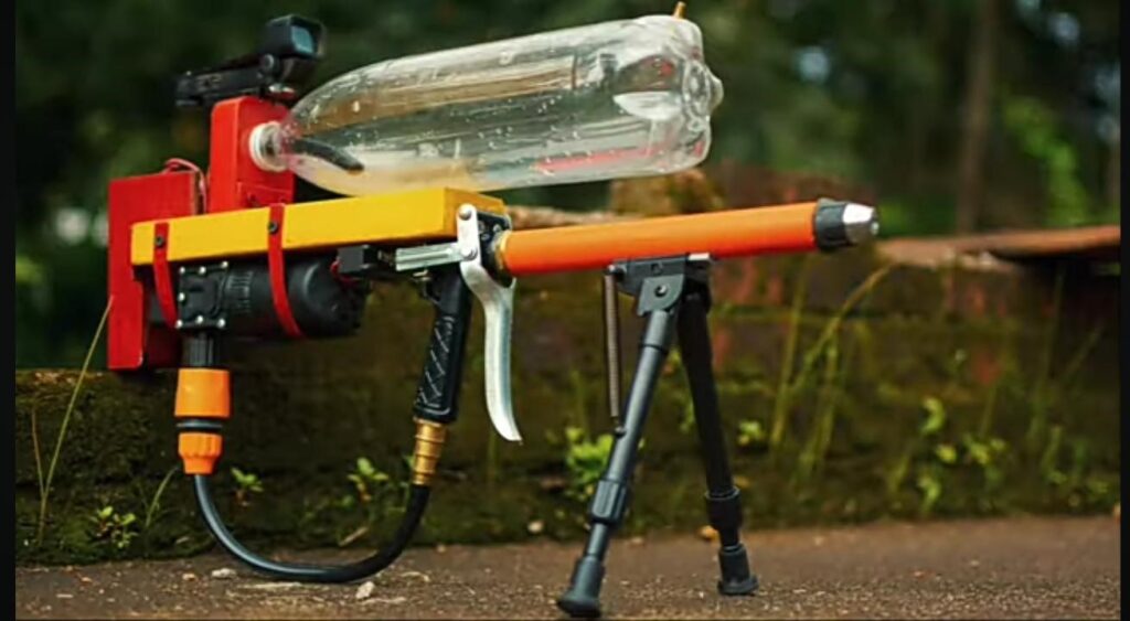 Finally, fit the water bottle into the water sniper rifle structure