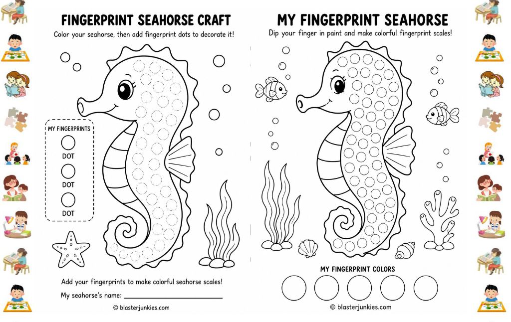  Fingerprint Seahorse Crafts for Early Learning