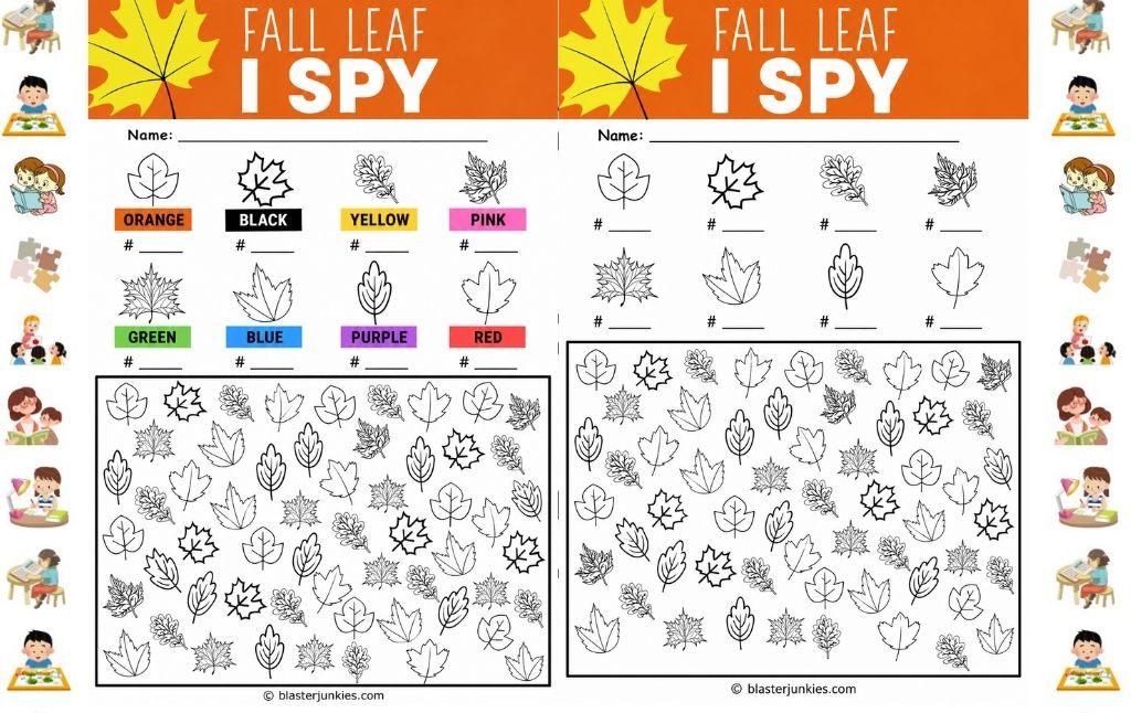 Free Printable Fall Leaf I Spy: Simple Autumn Activities for Kids