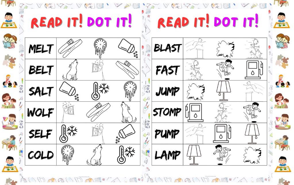 Free Printable Final Ending Blends Worksheets for Kindergarten and 1st Grade.
