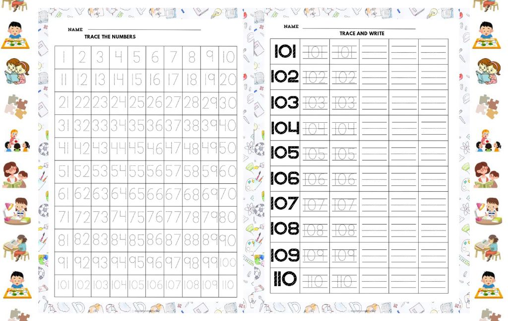 Free Printable Number Writing and Tracing Pack: 1 to 110