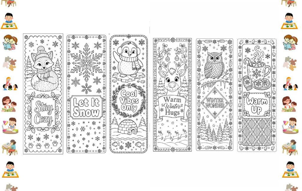 15 Free Printable Winter Bookmarks to Color: The Perfect Activity for Kids This Winter Season