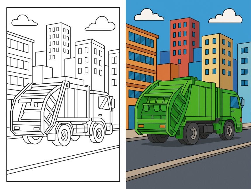 Garbage Truck Coloring Pages