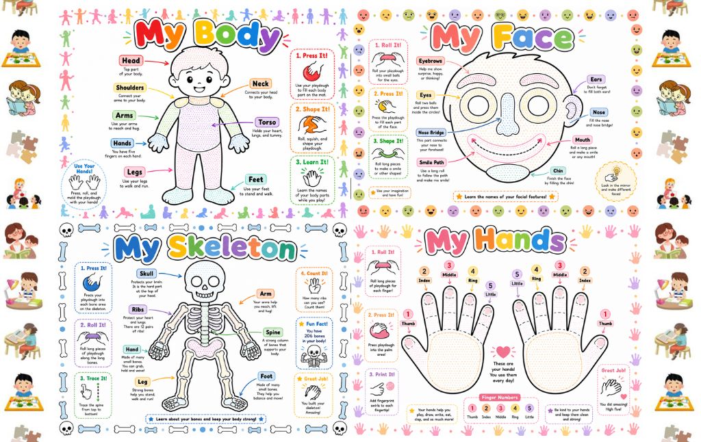 Human Body Playdough Mats Printables