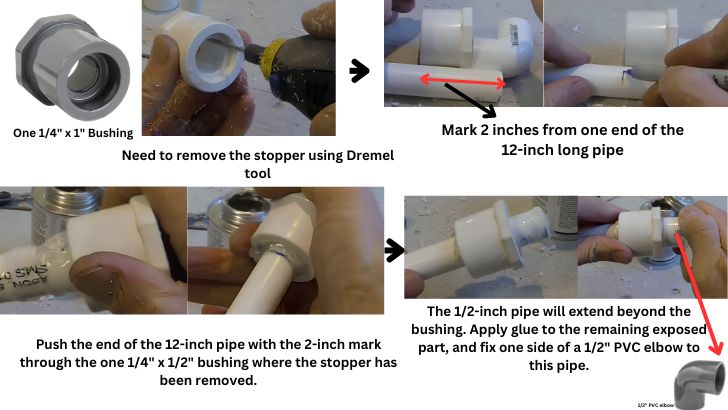 Inserting and Gluing 12-Inch Pipe Through Bushing for PVC Assembly