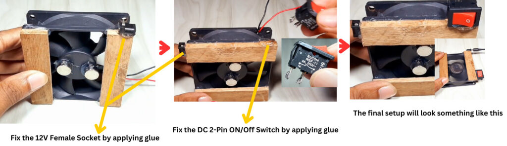 Installing ONOFF Switch and 12V Socket on Wooden Piece