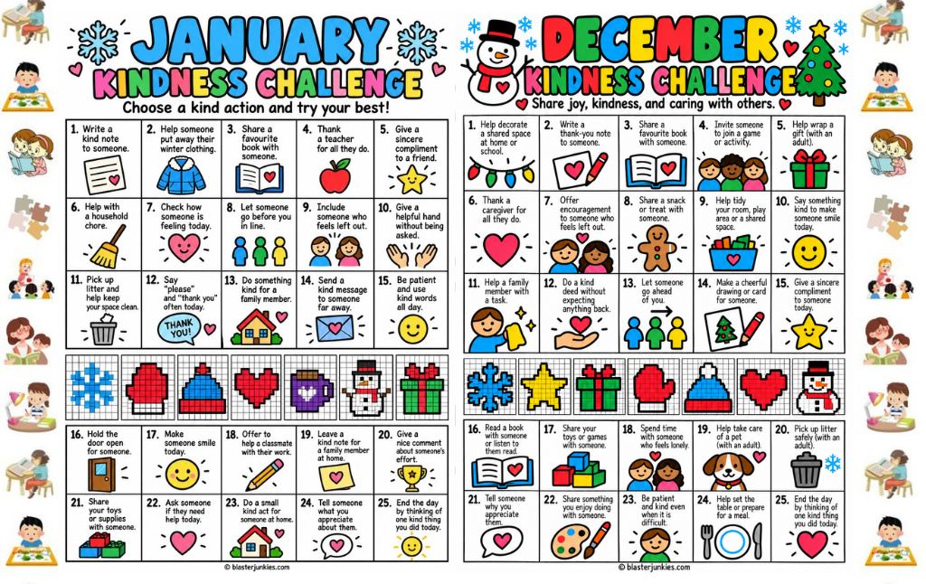 January Acts of Kindness Calendar: A Free Printable Pack for Kids
