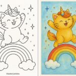 Kitty Unicorn Coloring Page