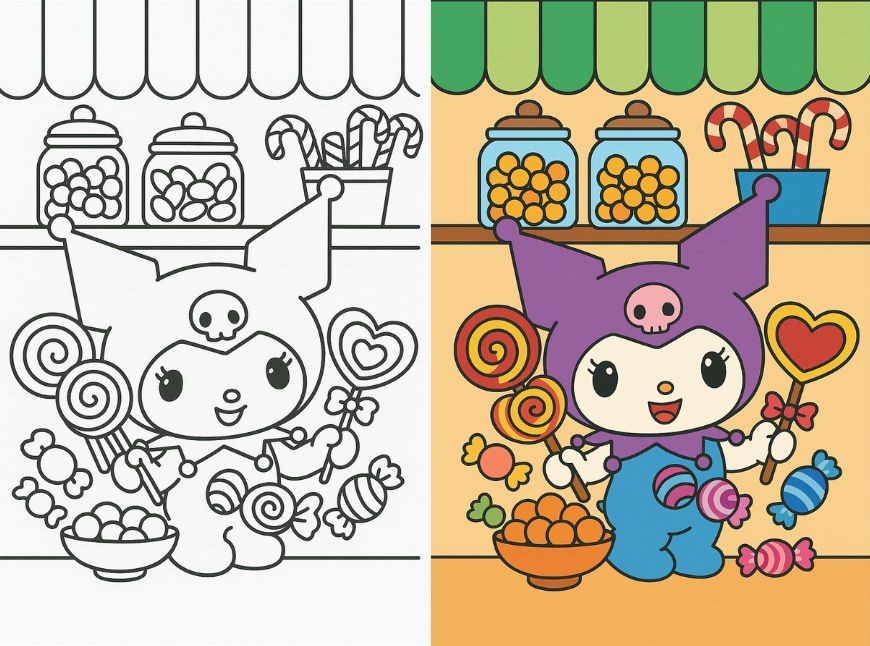 Kuromi Coloring Pages Free pdf