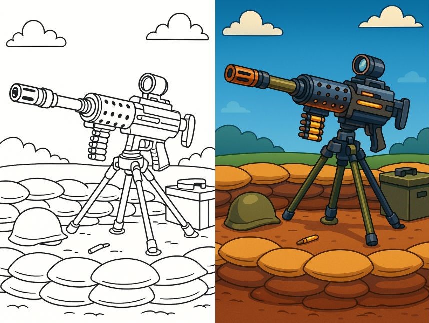 Machine Gun Coloring Pages