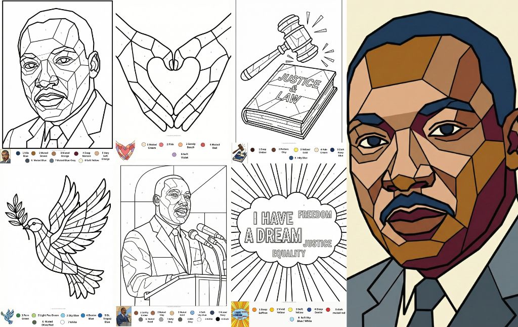 6 Free Martin Luther King Jr. Color by Number Worksheets (Educational & Inspiring)