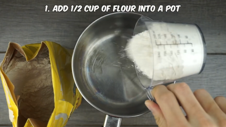 Mix water, flour, salt until smooth.