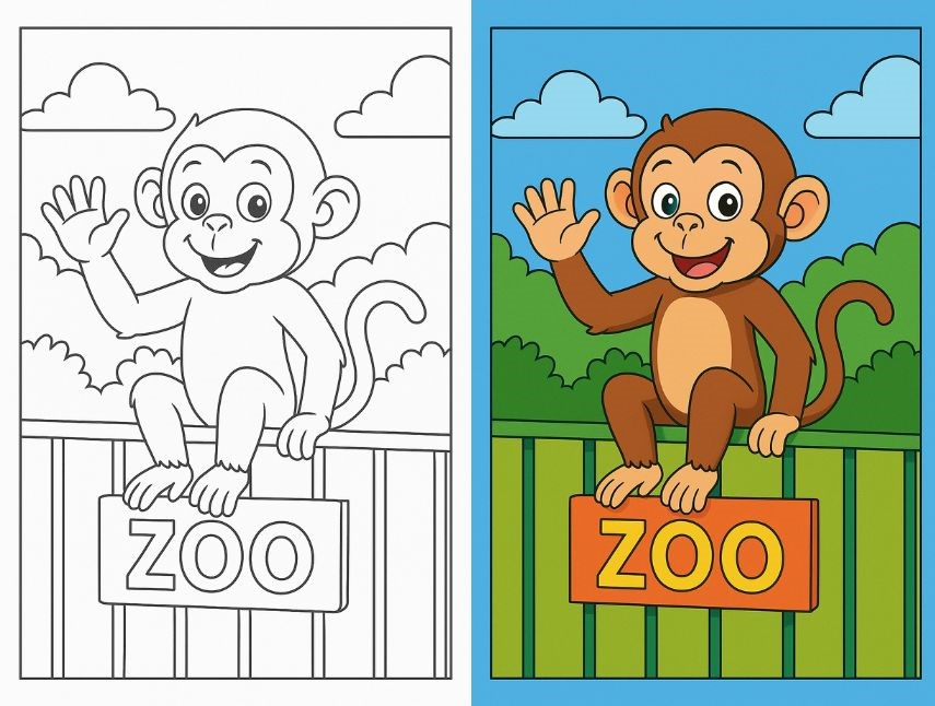 Monkey Coloring Pages Free pdf